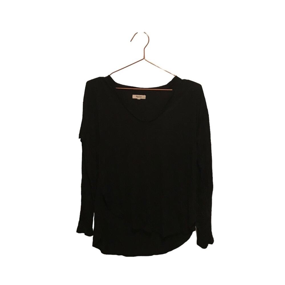Madewell Black Anthem Scoop Long Sleeve Blouse - Size Small